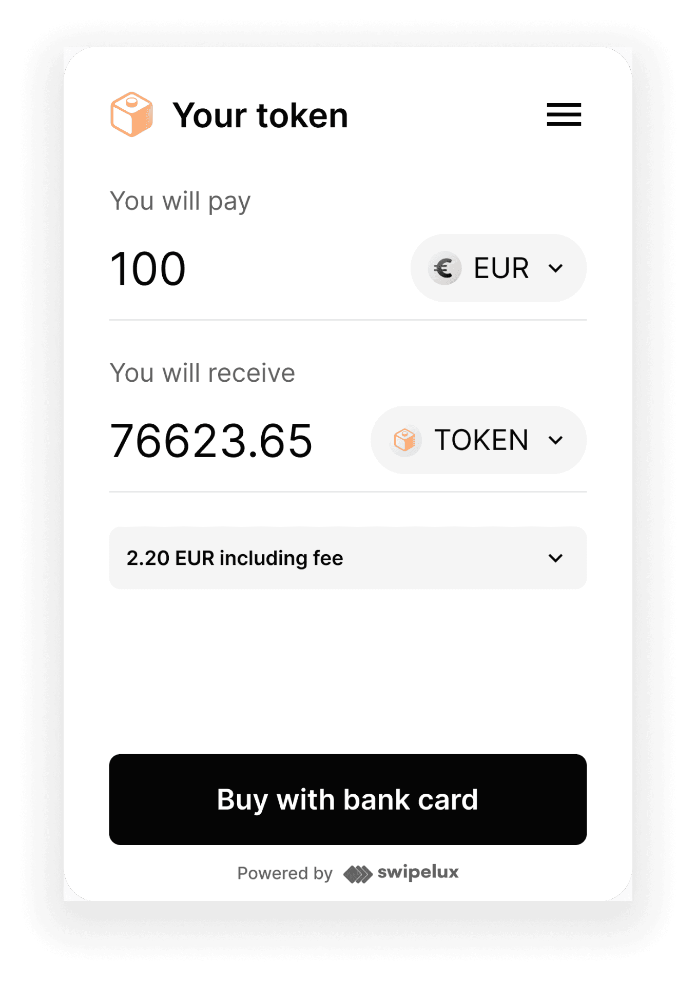 demonstration buying token flow in swipelux widget